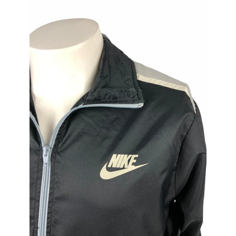 Nike Mens Small Windbreaker Anorak Nylon Black Gray Vintage 1/2 Zip 80s Rare